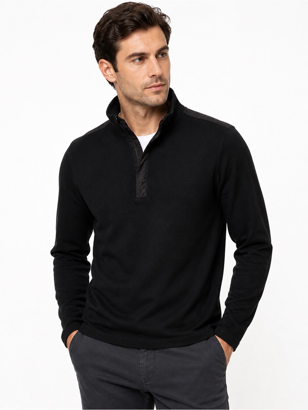 Hugo Boss BOSS Men’s Black Quarter Zip Pullover Sweater Size M Regular Fit